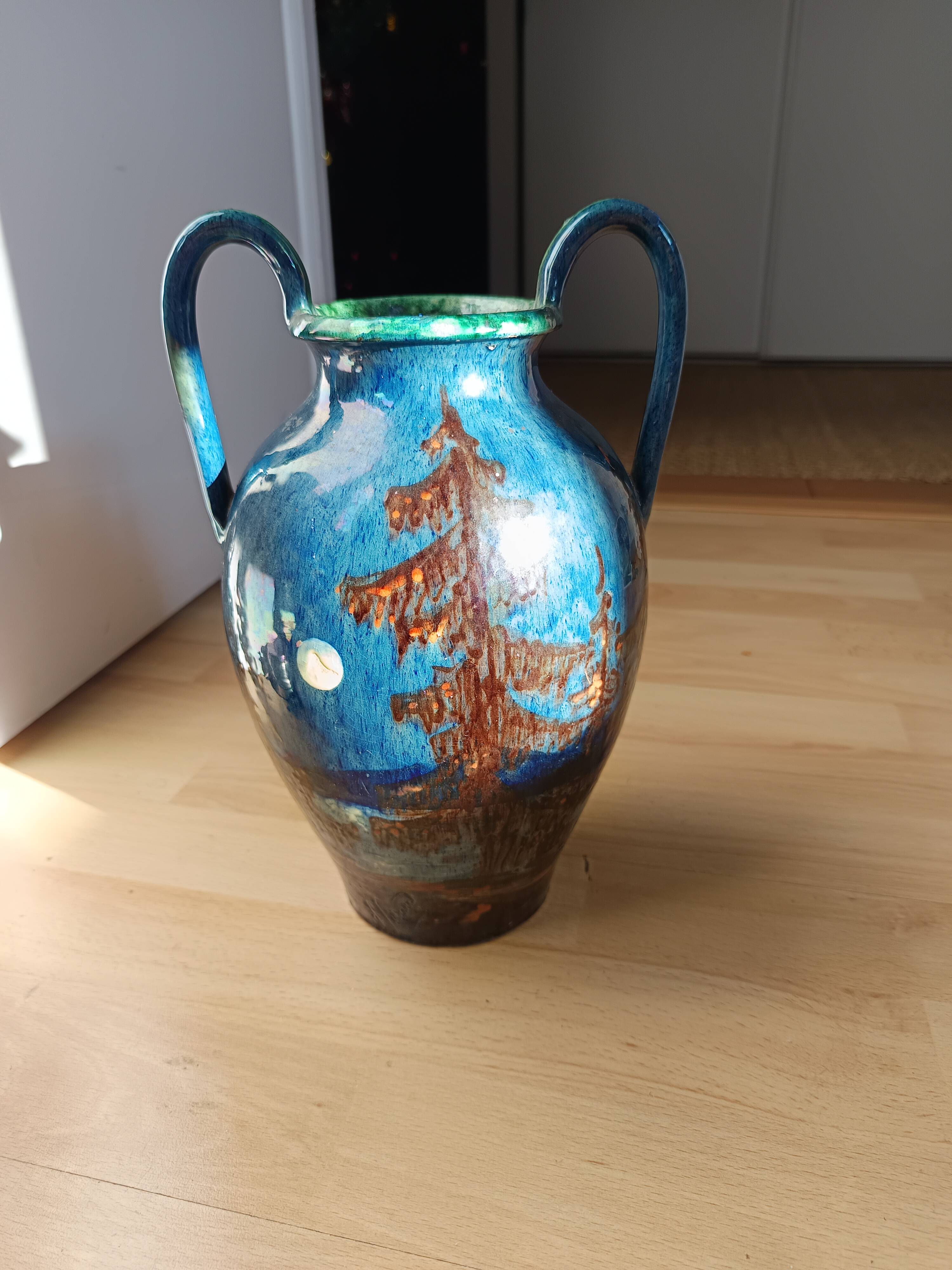glazed ceramic vase 1920 signed François Sicard Vallauris