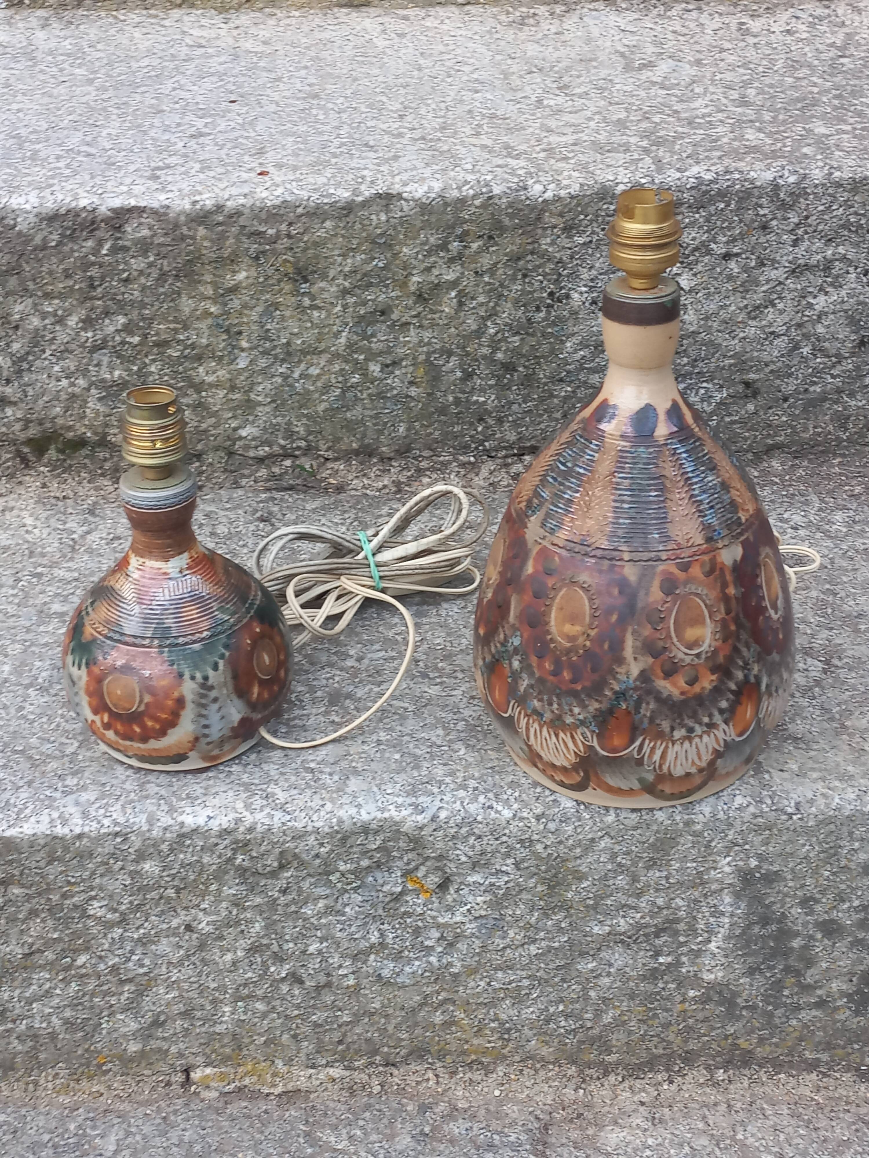 Set of 2 stoneware lamps by Jean Claude Courjault La Cerisaie.
