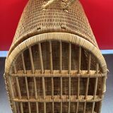 Panier cage osier/rotin de transport voyage pour chat, animaux