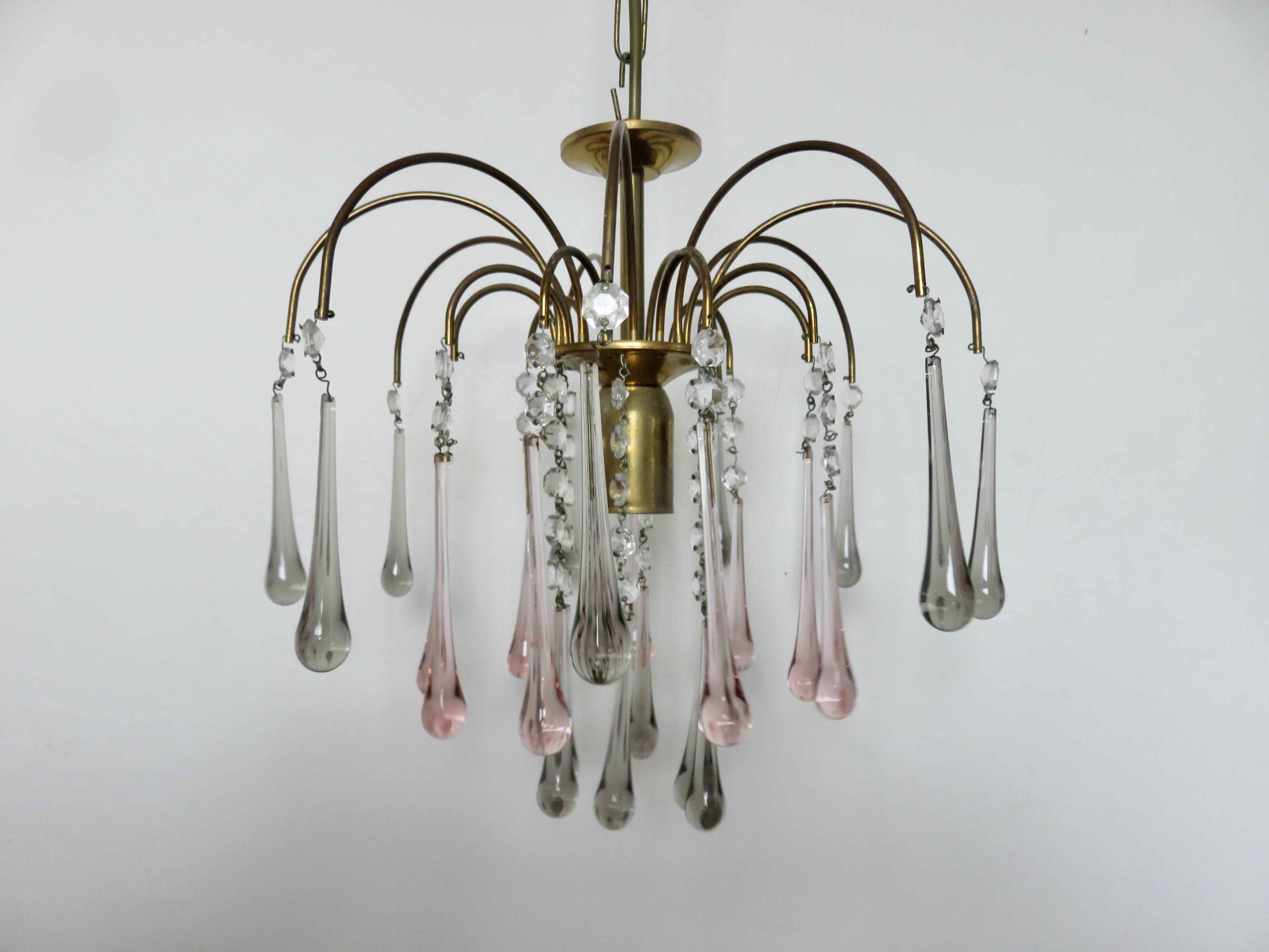 Crystal chandelier "water drop" in Murano glass, Italy