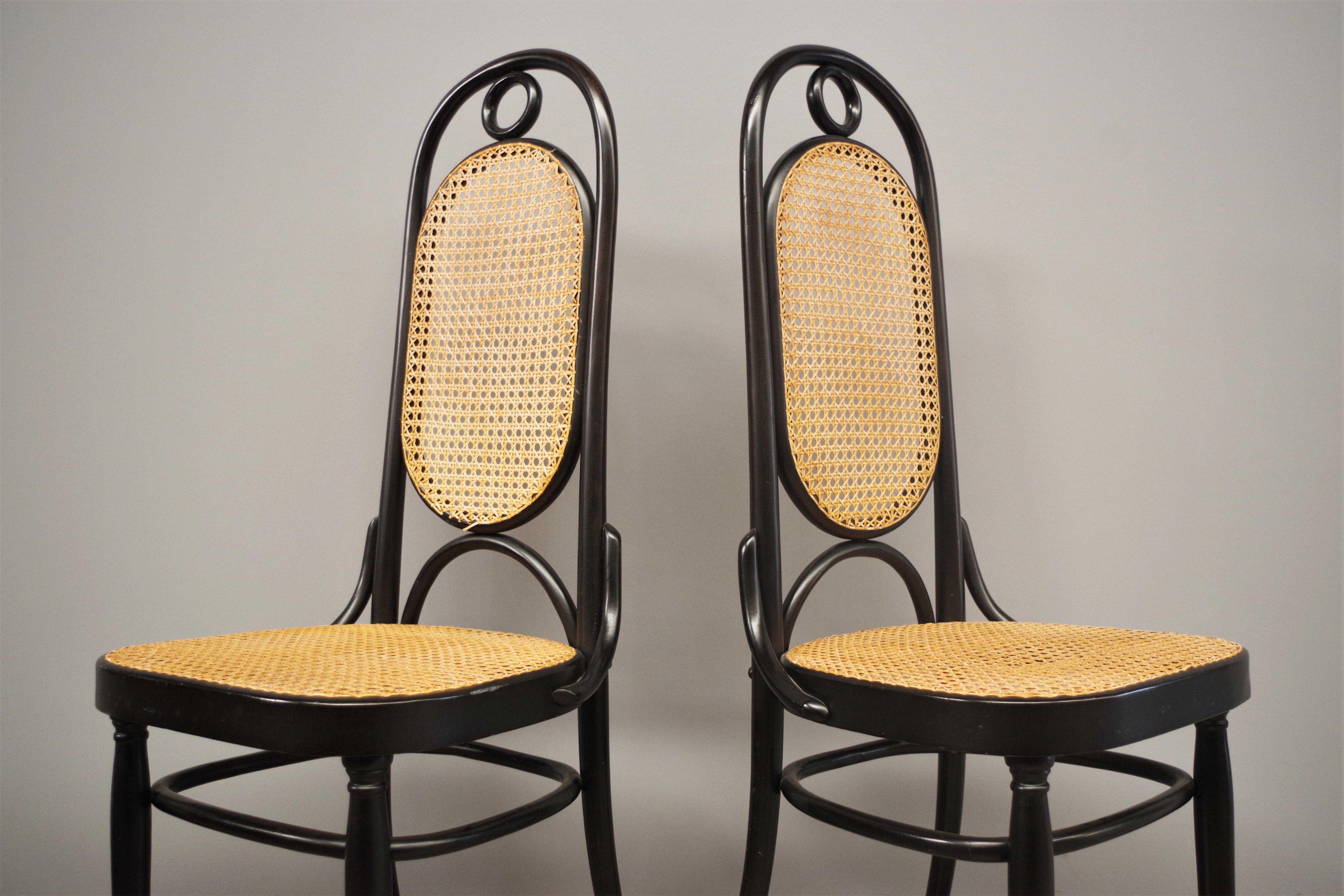 Chairs in bent beech and vienna straw, 1980