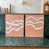 Relief paintings of white coral waves