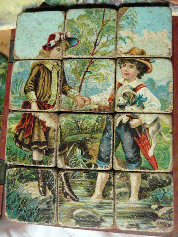 Jeu de cubes en bois XIXème