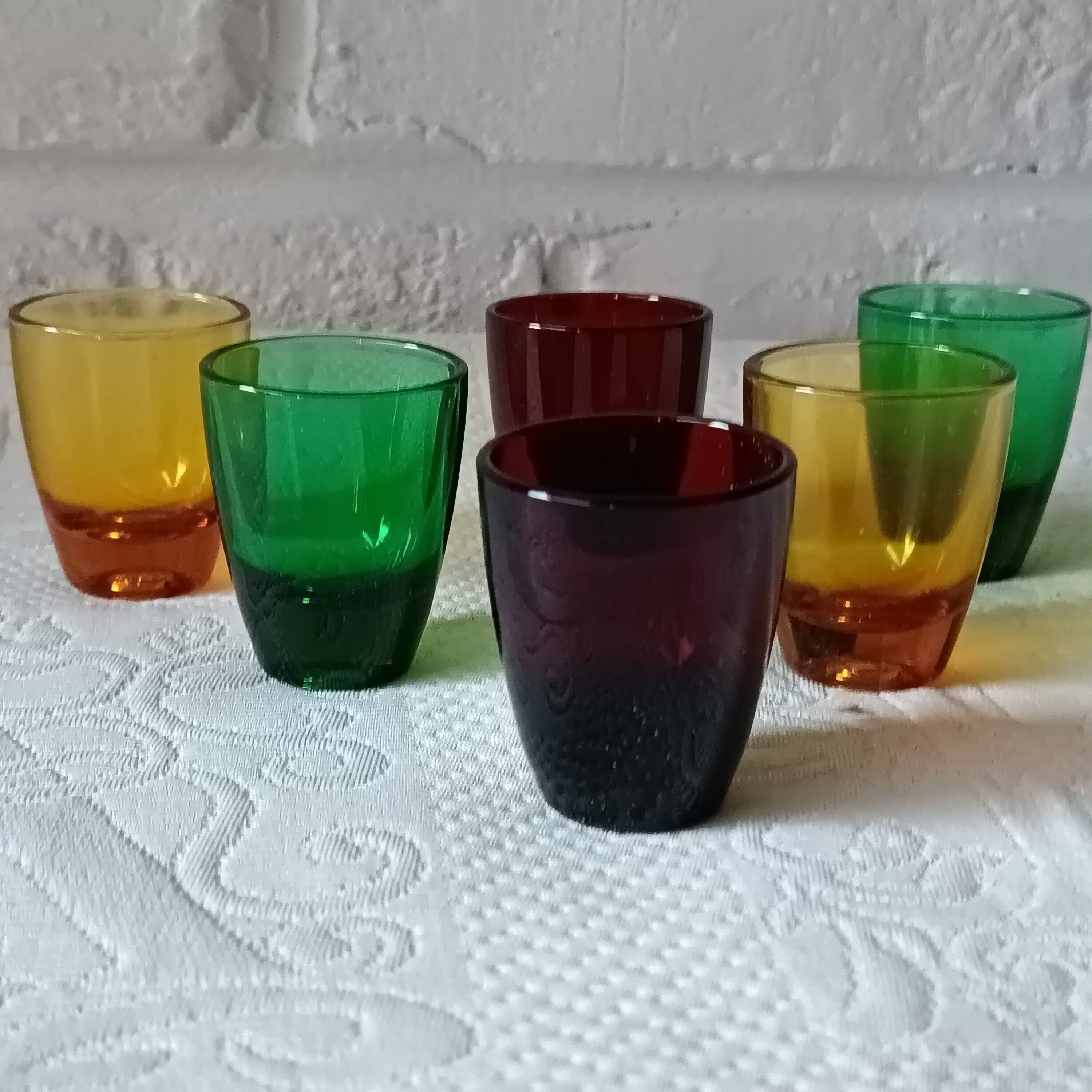 Vintage 1960s crystal liqueur glasses from the Arques crystal factory.