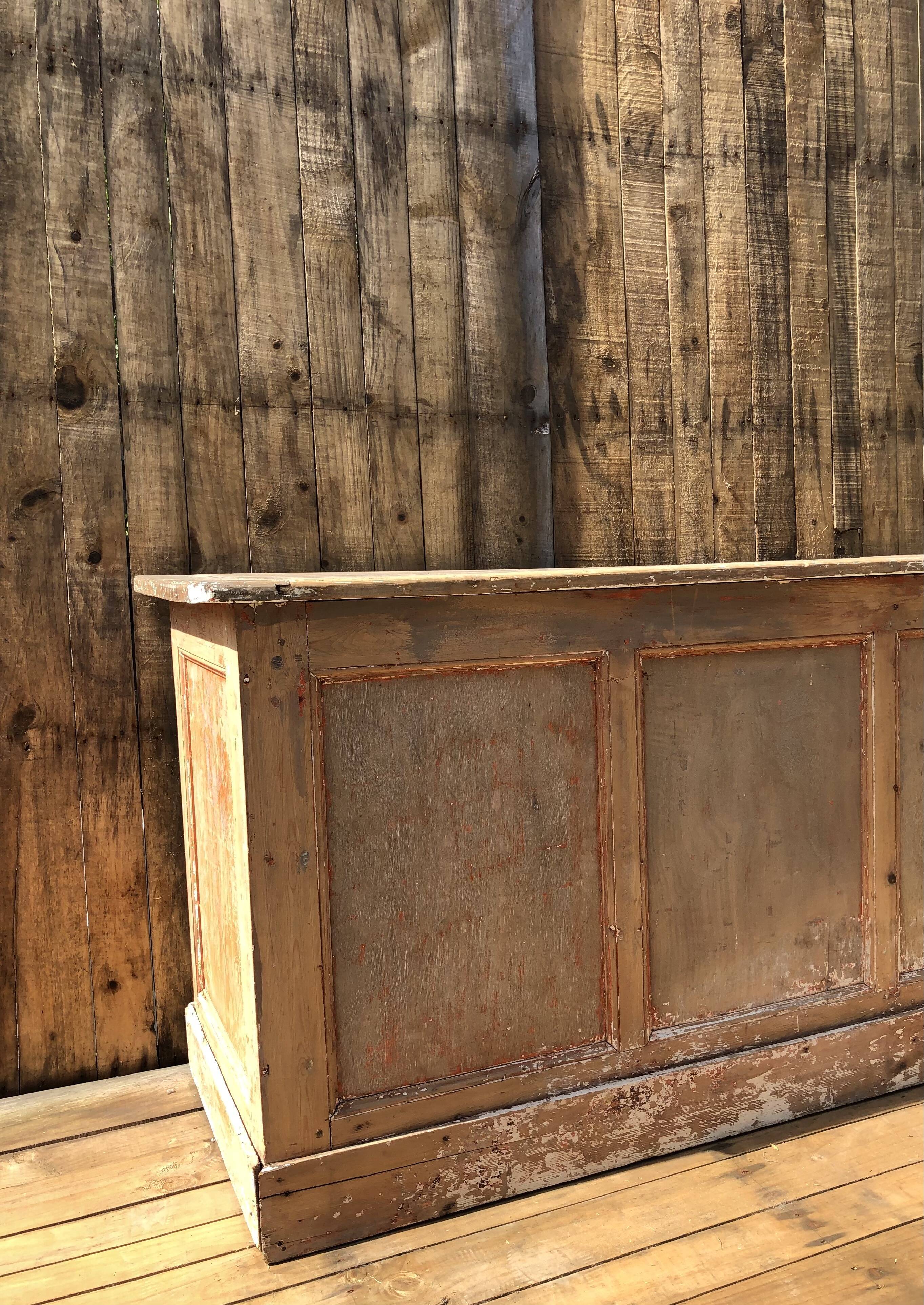 Patinated raw wood countertop