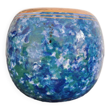 Vase signed Louis Dage, 1920s or 1930s, marbled blue-green effect and gilding