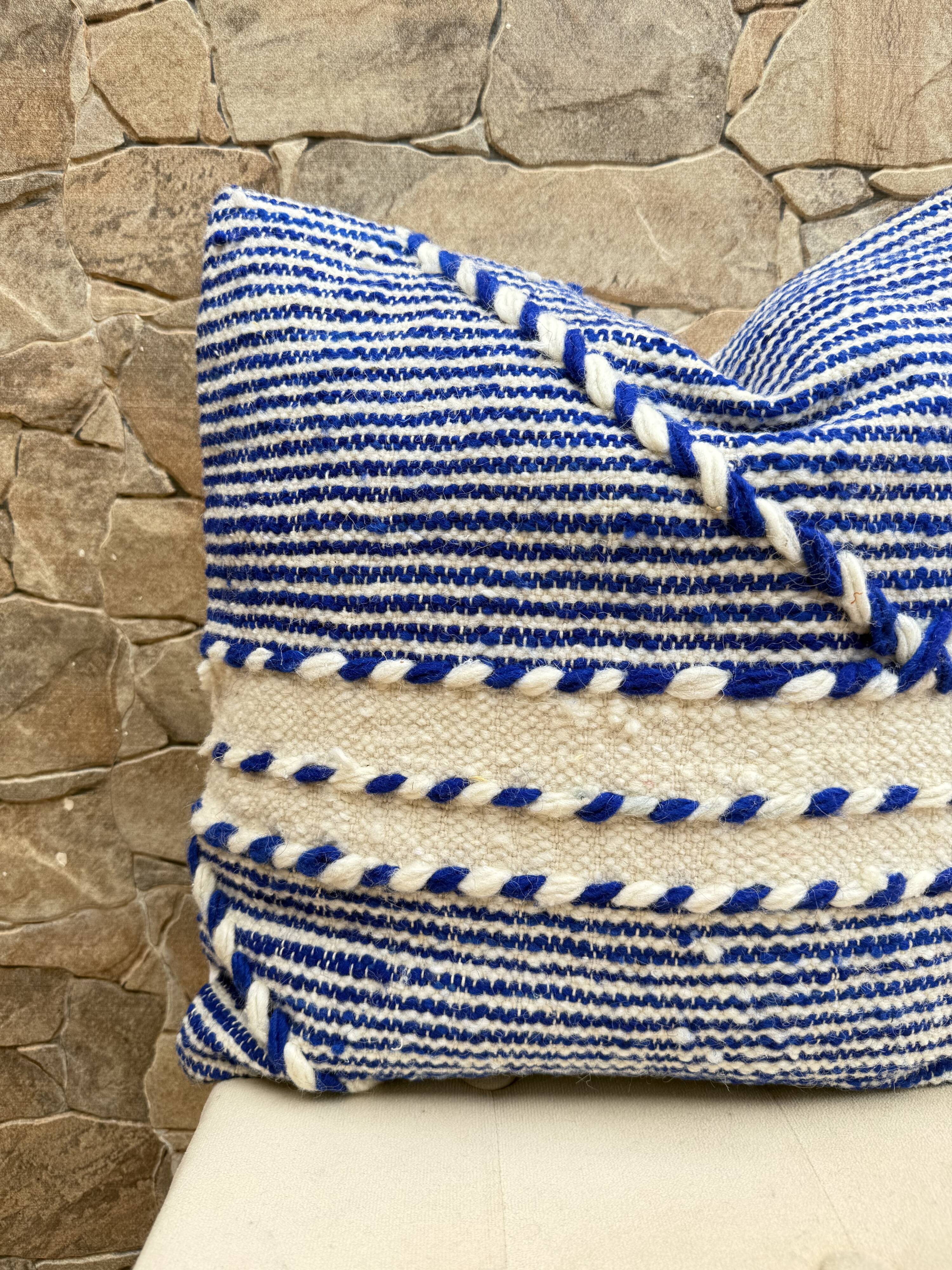 Handmade Berber wool Kilim cushion: Moroccan floor cushion