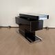 Willy Rizzo Dry Bar, Black Lacquer, Chrome, Leather, Italy circa 1970