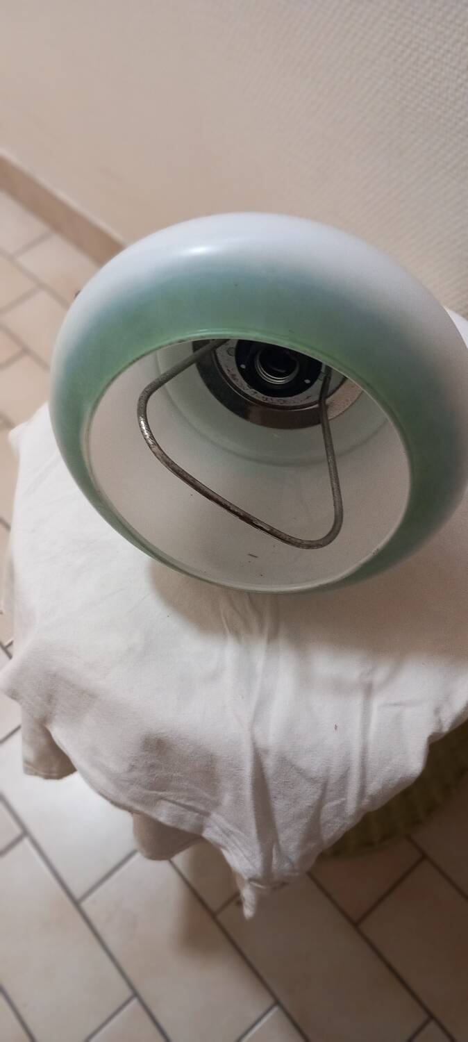 Vintage white and green opaline pendant light