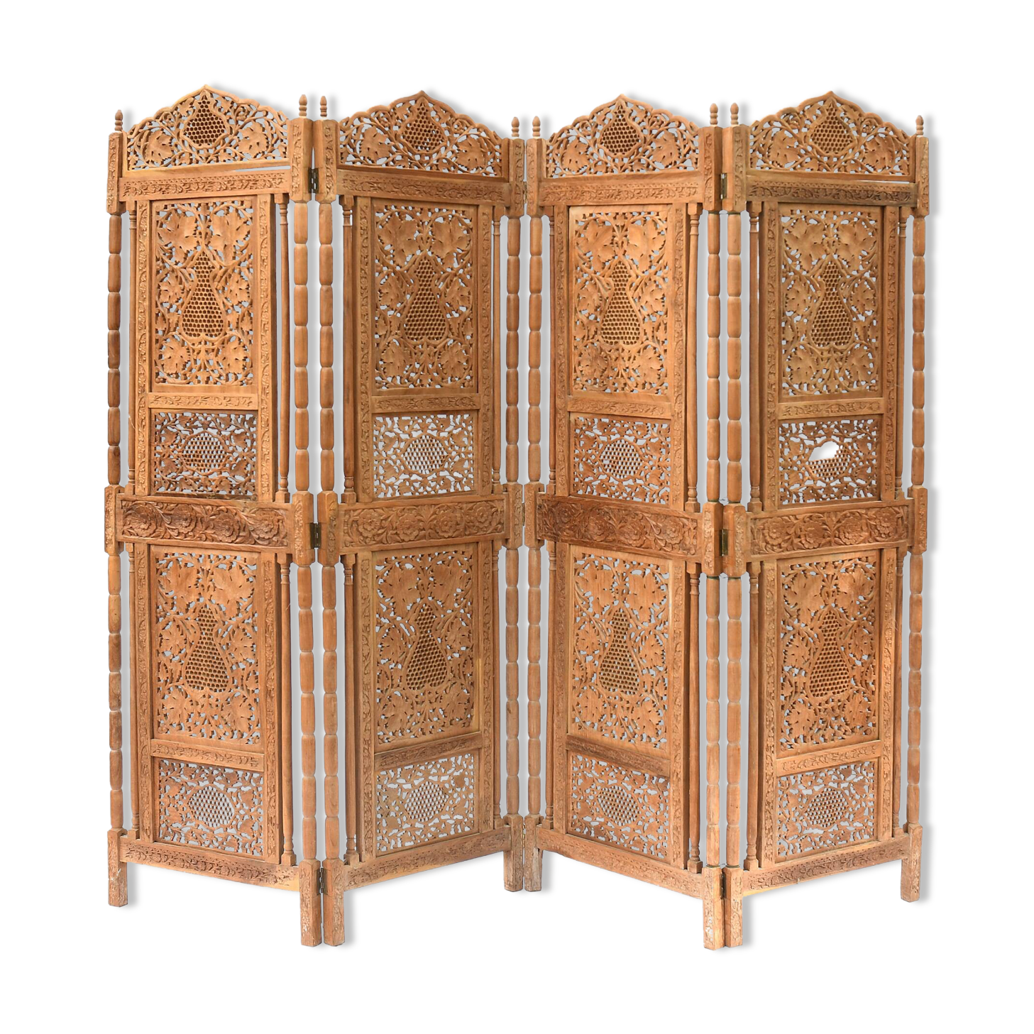 Indian four-leaf wooden screen
