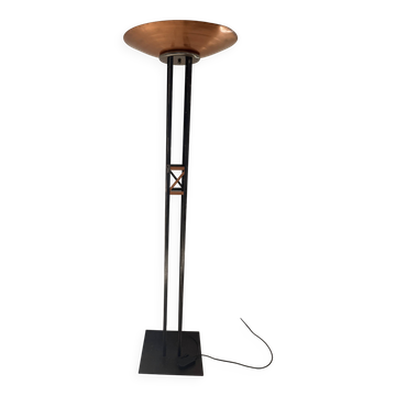 Vintage halogen floor lamp Elleluce – copper bowl & steel structure