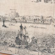 Serigraphy on canvas of Barcelona vintage reproduction of an engraving of the eighteenth century