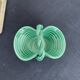 Vintage, woven basket, green, glazed earthenware, grooves, stylized, décor, French decoration, Fran