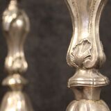 Pair of Italian silvered metal candelabras from 20th century