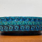 Large blue pottery bowl Rimini by Aldo Londi for Bitossi, Italy, 1960s.