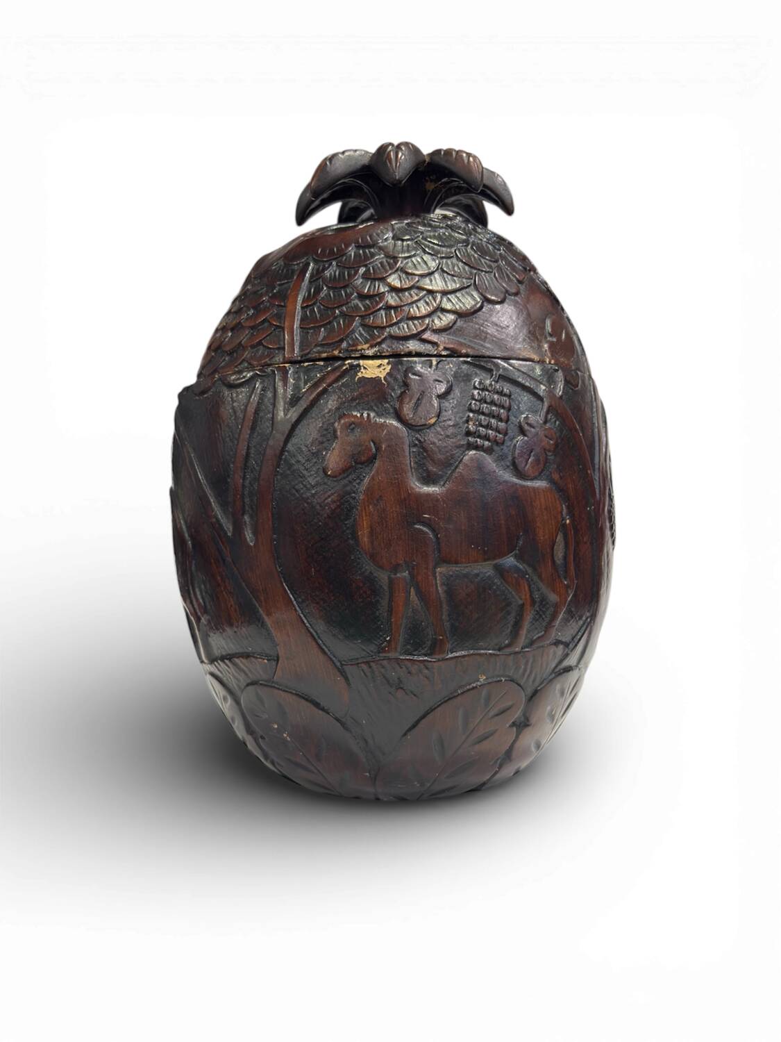 Seau à glace ancien Noix de Coco decors ananas et animaux