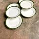 6 flat plates in white, green and gold porcelain