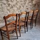 Set of 4 antique dining chairs with caned seats, beech, France, circa 1900–1920.
