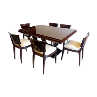 Table et 6 chaises art deco années 40