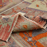 153x412Cm Soft Handmade Wool Vintage Kilim Rug,