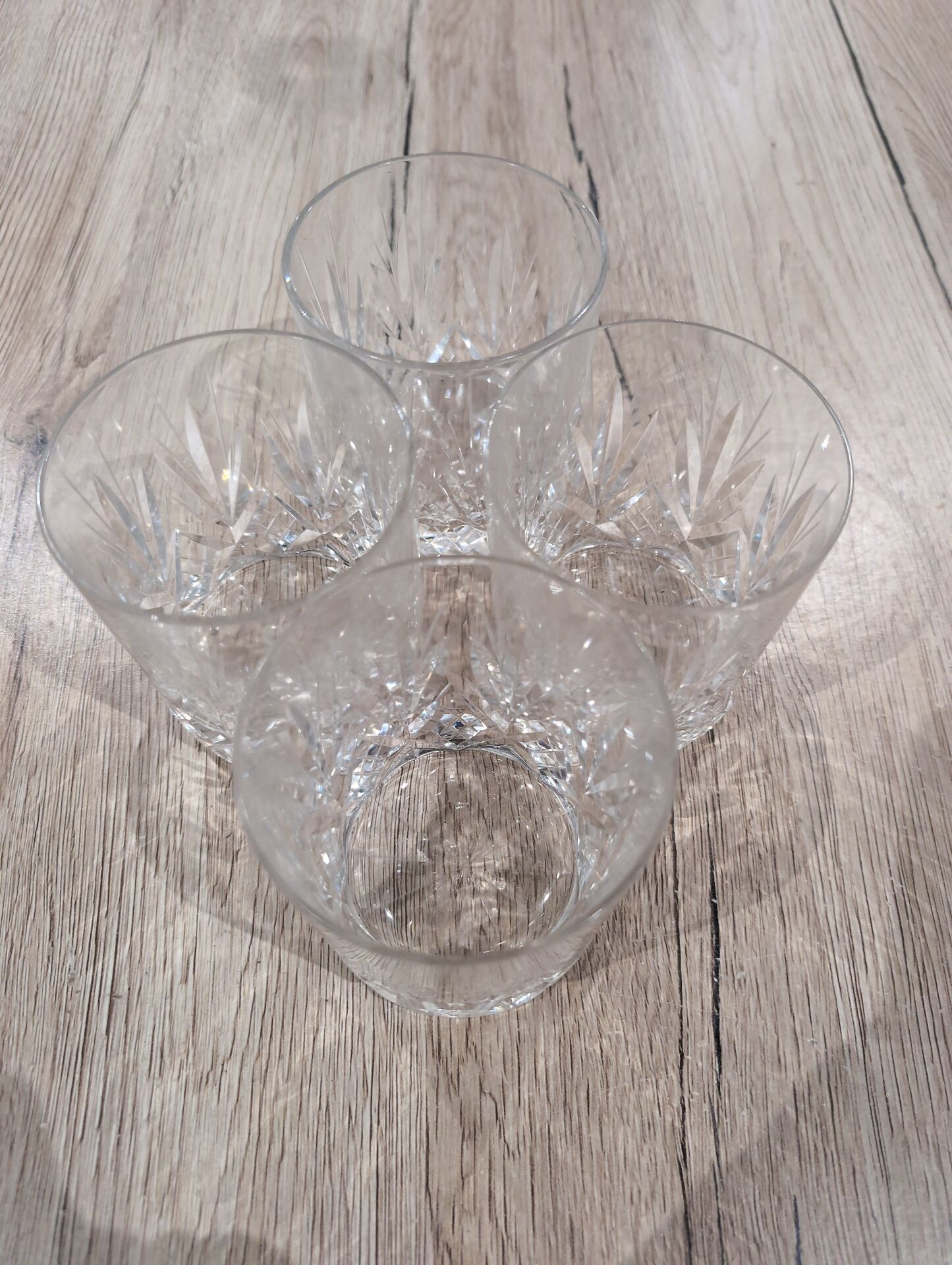 Lot 4 Verres a Whisky Cristal Taille Diamant Gobelets Old Fashioned