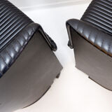 Pair of Artona armchairs in black leather by Afra and Tobia Scarpa for Maxalto