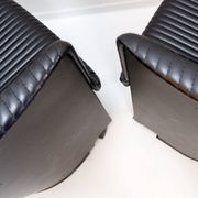 Pair of Artona armchairs in black leather by Afra and Tobia Scarpa for Maxalto.