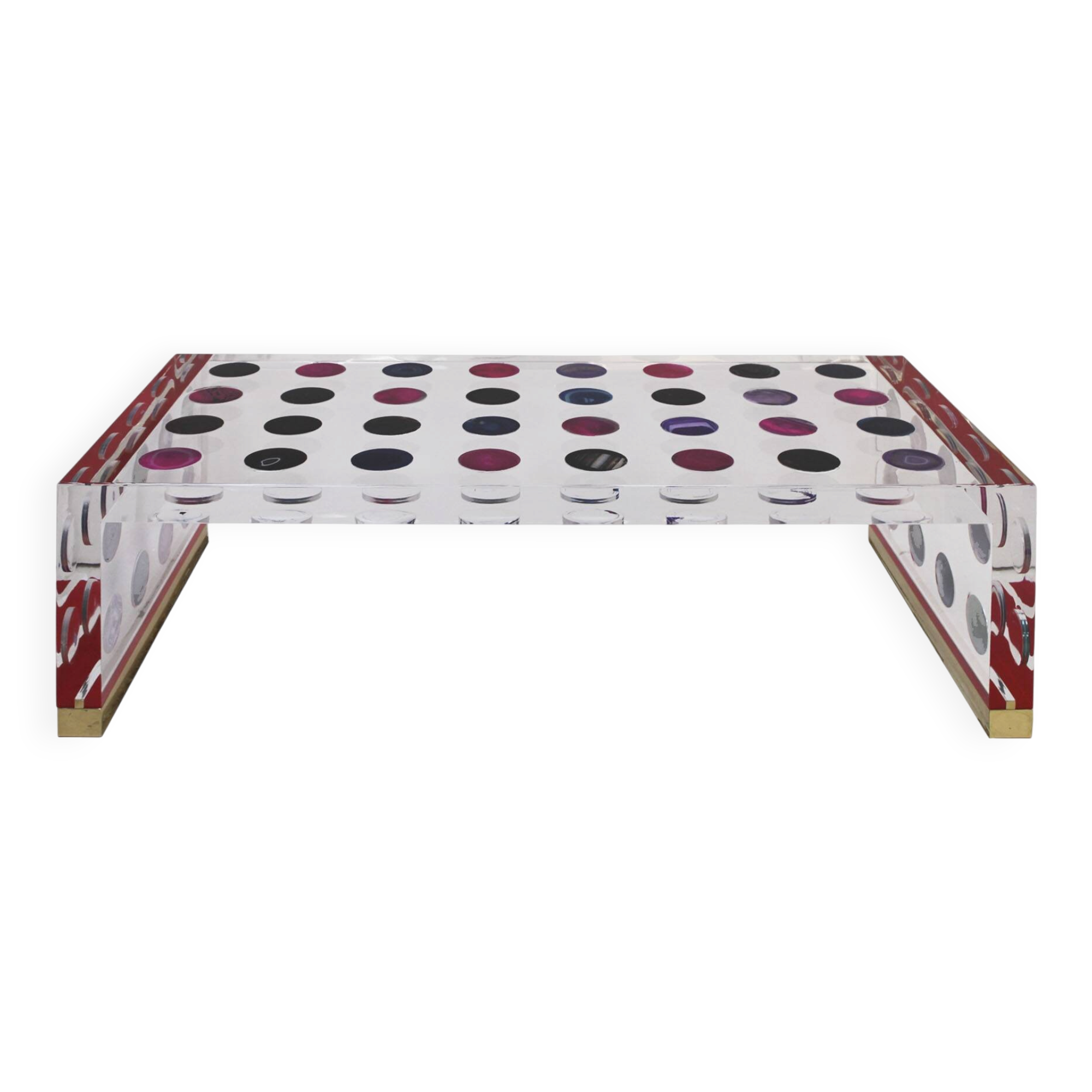 Table basse italienne en grand format avec des agates colorées conçue par Superego Studio