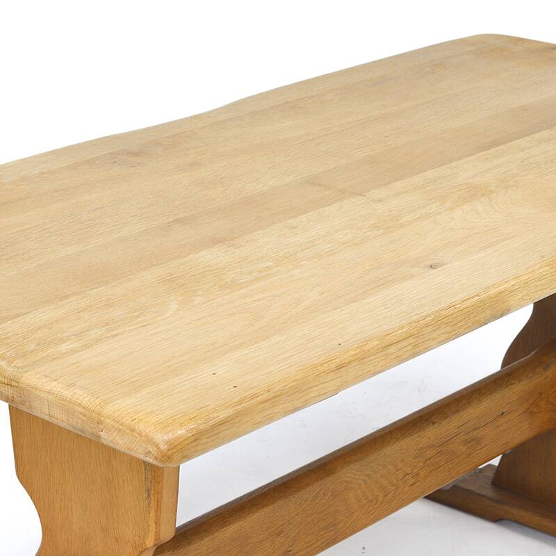 Vintage Mid-Century Rustic Brutalist Oak Dining Table
