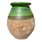 Vintage green glazed terracotta pot – rustic Provence spirit