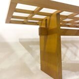 Mid-Century Dining Table, Wood with Glass Top, Italy, 1970s