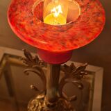 Bronze lamp and brass Art Nouveau