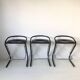 Set of three bar stools black and chrome of Thema Italy to the 1970s