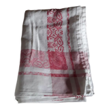Pink and white damask tablecloth