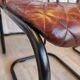 Set of 6 Vintage Cognac Leather Dining Chairs: Quilted Industrial Armchair