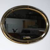 Miroir ovale à parclose en laiton, style hollywood regency – 1970