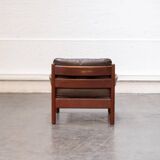 Teak and leather armchair