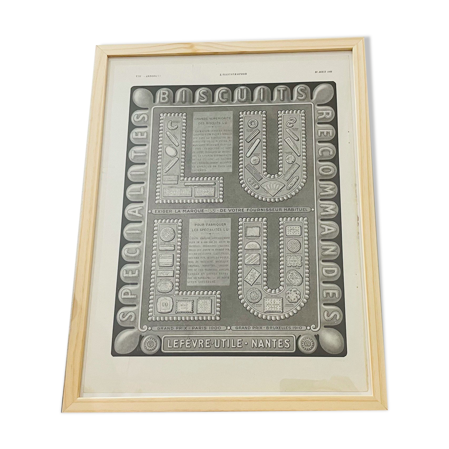 Illustration Biscuit LU Lefévre - Nantes - Vintage of 1930 - 30x40cm