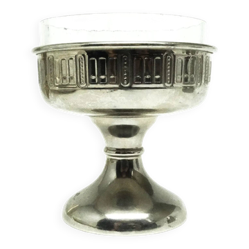Art Deco lemon bowl, nickel-plated brass, glass, Sweden, 1930s