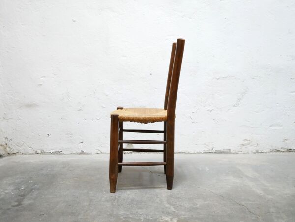 Chaise campagne paillée ancienne en bois