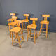 Brutalist 1960s bar stools, set of 6.