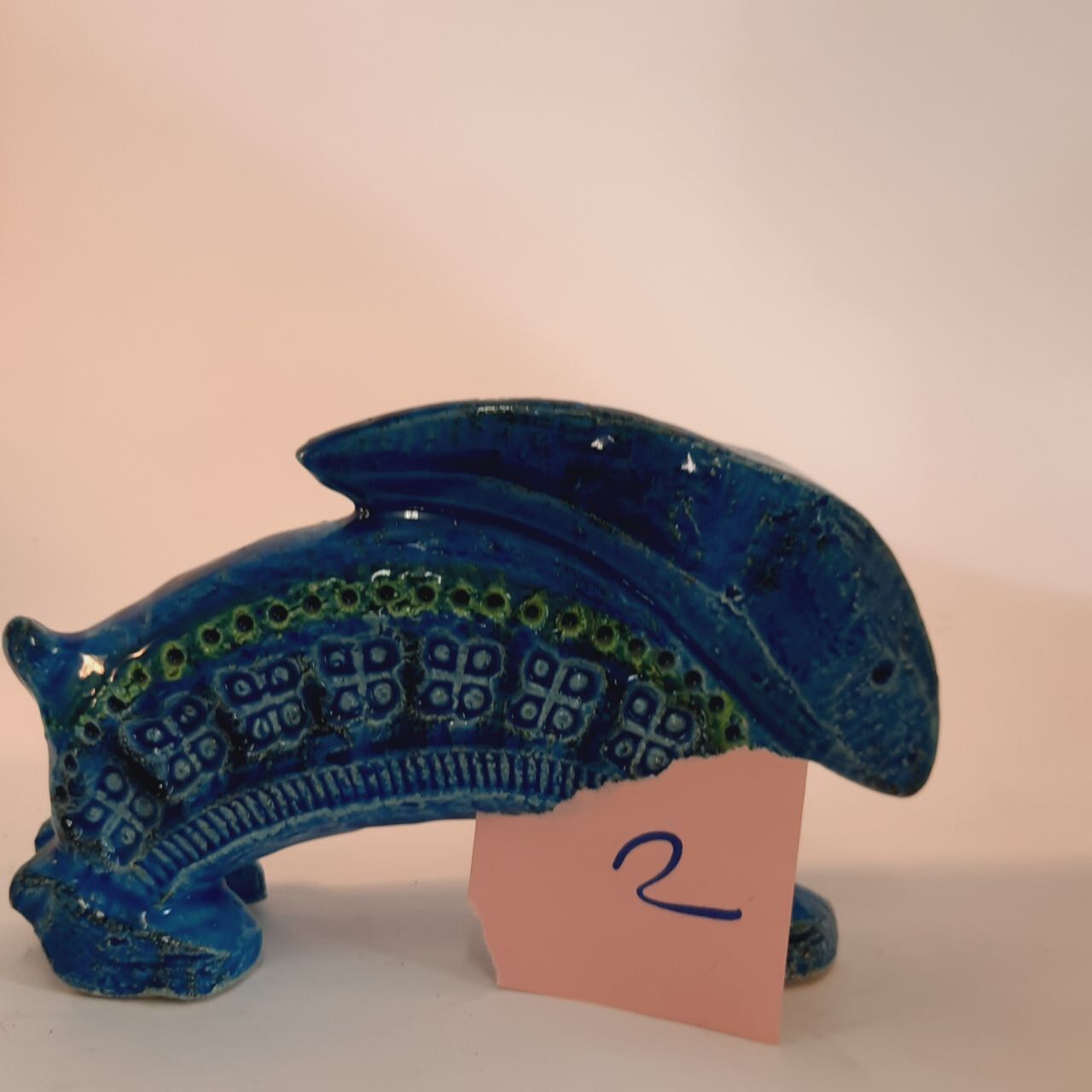 Rabbit statue, vintage, Aldo Londi for Bitossi, Rimini blue series