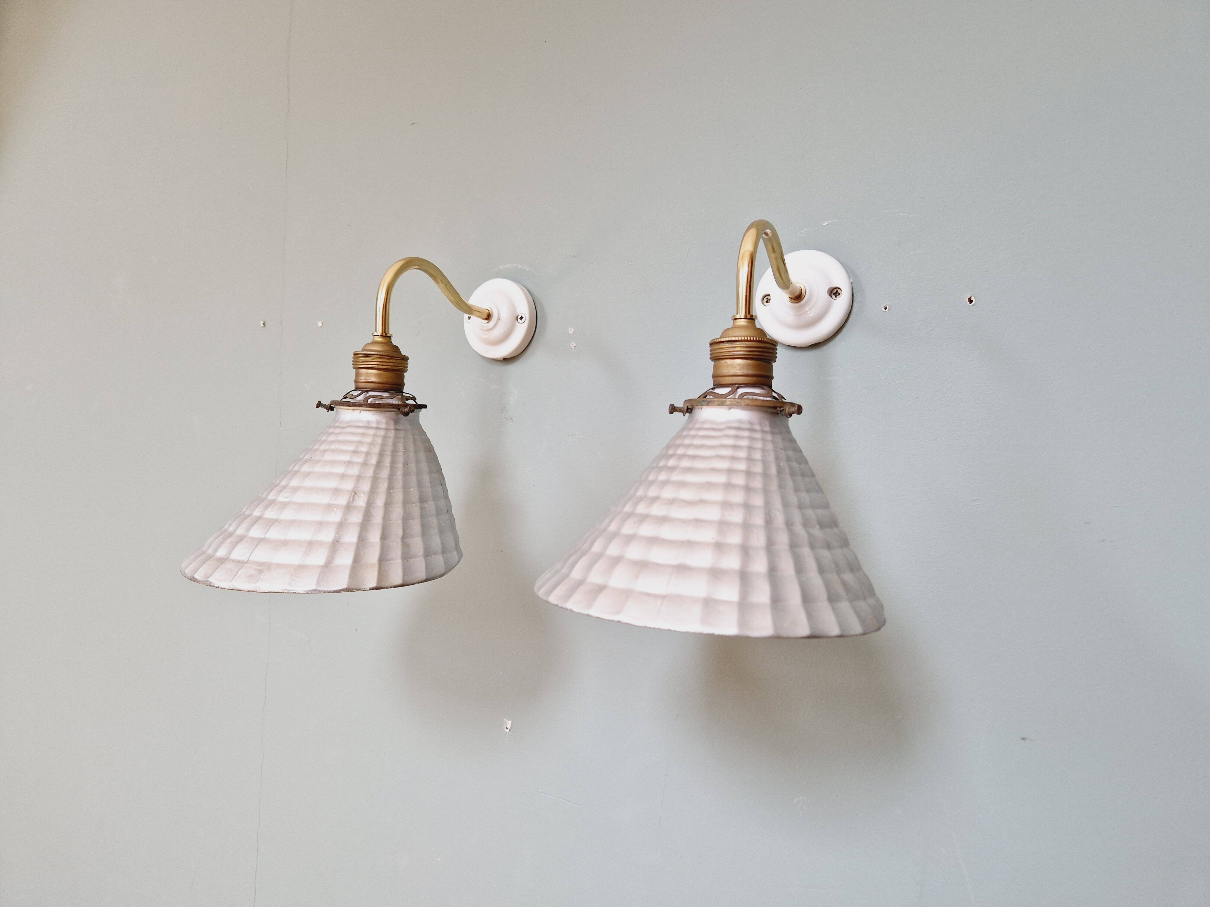 Pair of mercurized glass wall sconces, Maison Malabert, 1930s