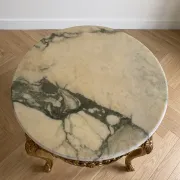 Baroque style coffee table with marble and gilded wood.