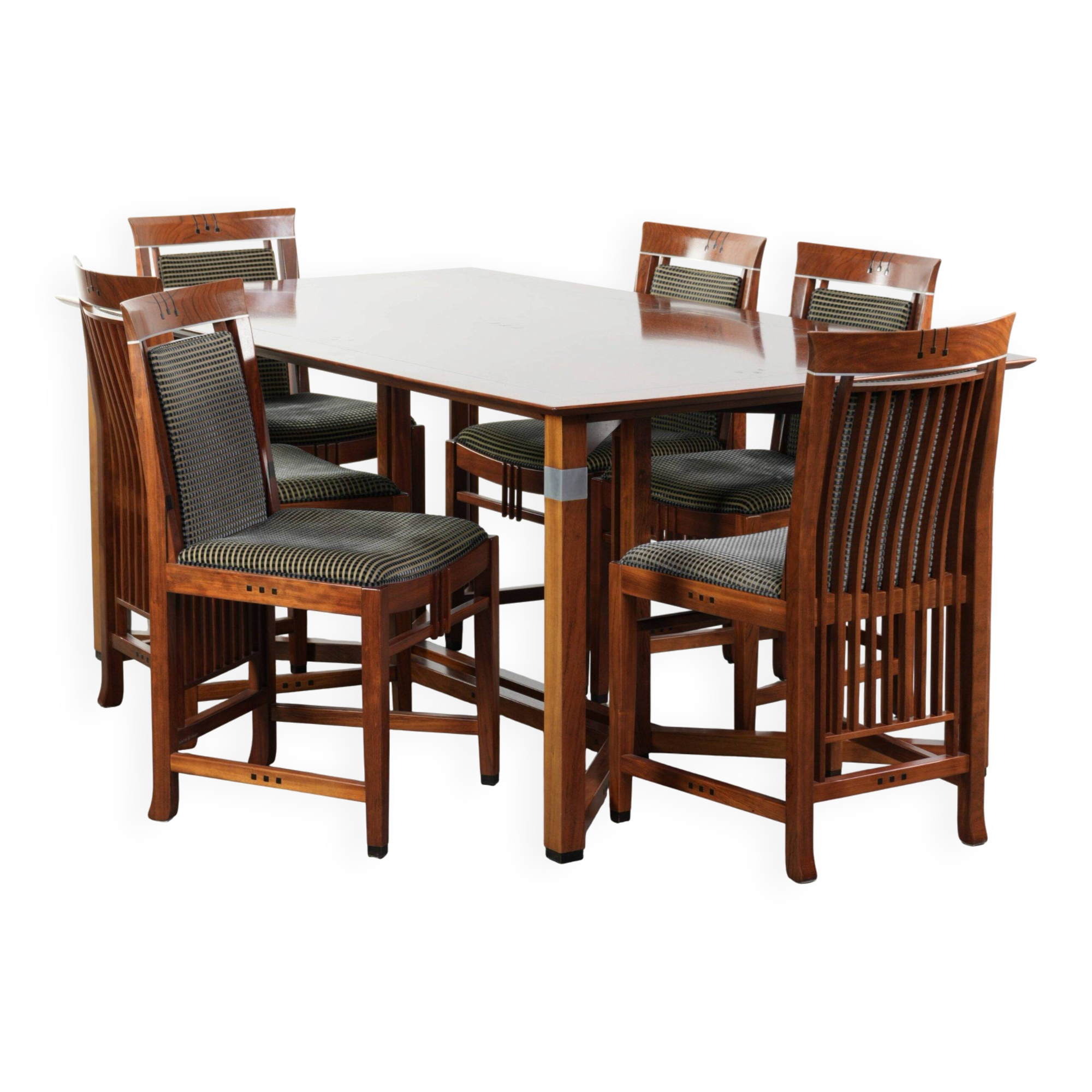 Art Deco design set consisting of a dining table and dining chairs