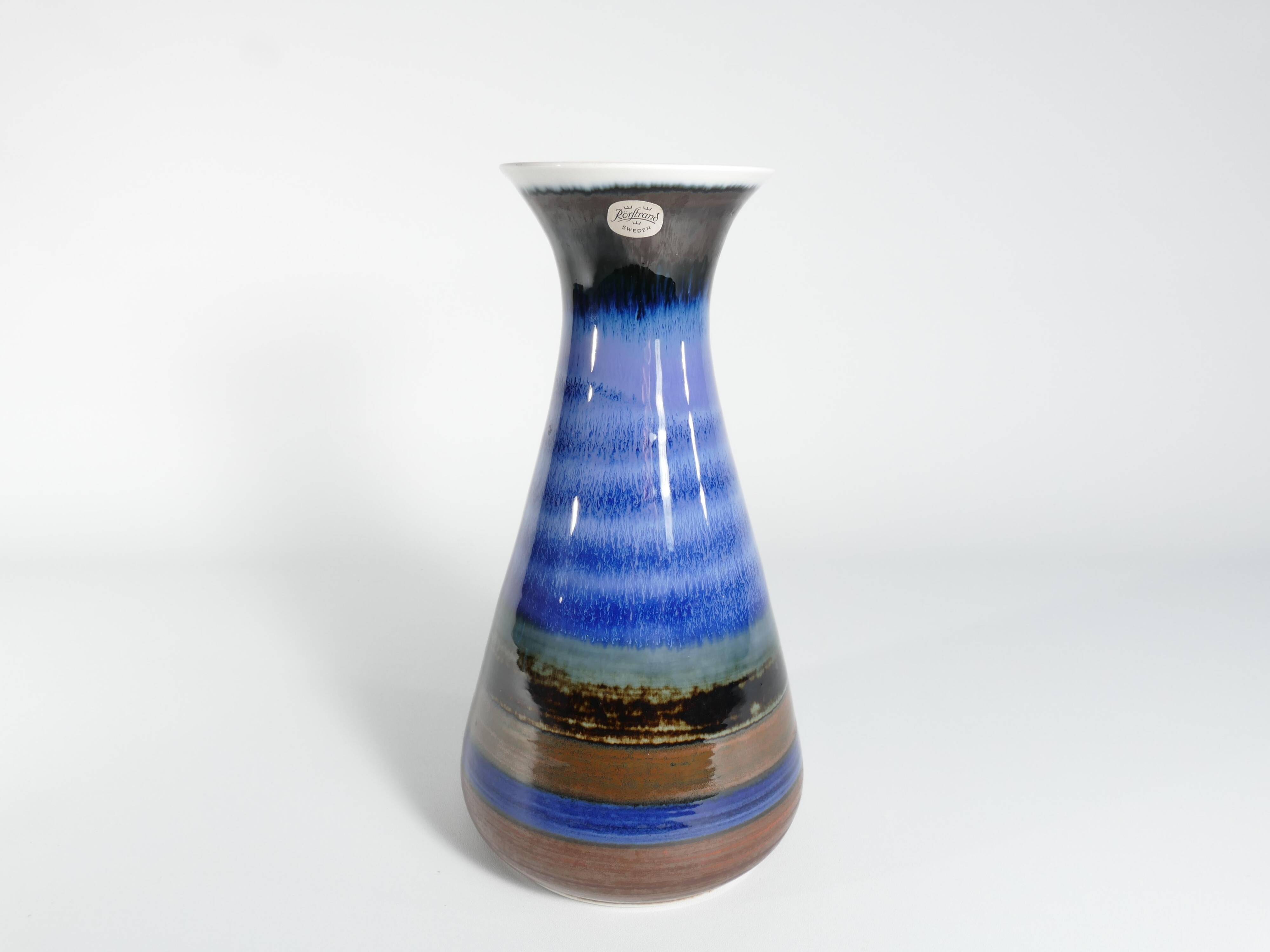 Large Polychrome Stoneware Vase by Gösta Millberg, Rörstrand, Sweden, 1960s