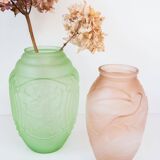 Paire de vases art decó verre moulé années 20/30