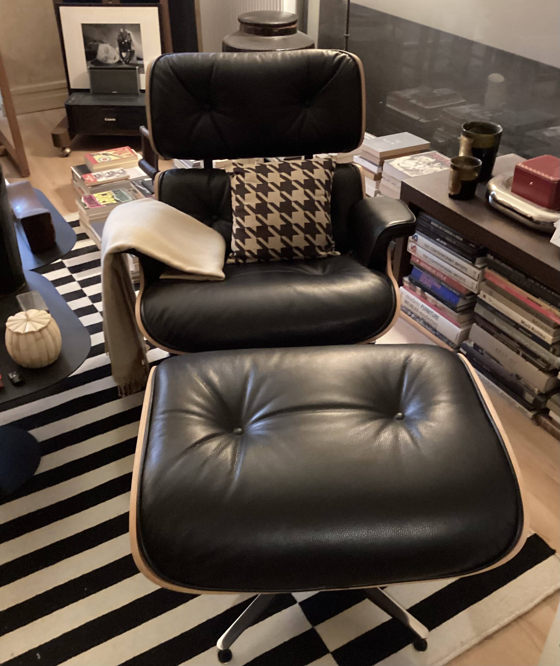 Chair and ottoman by Charles Eames, Herman Miller edition.