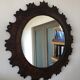 Round leather mirror, 1960s