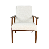 Fauteuil boucle ivoire blanc vintage, années 1970